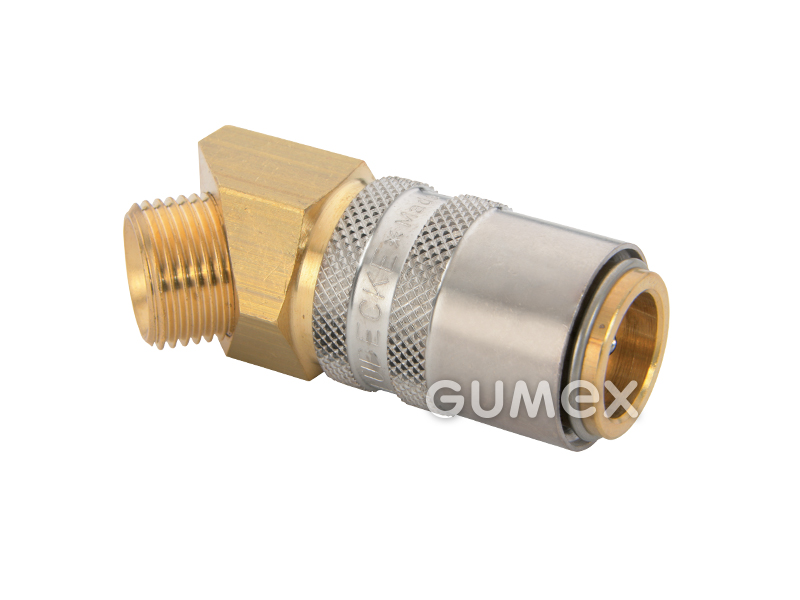 ESH Schnellkupplung ohne Ventil, DN9, Winkel 45° Außengewinde G 3/8", 15bar, vernickeltes Messing, 